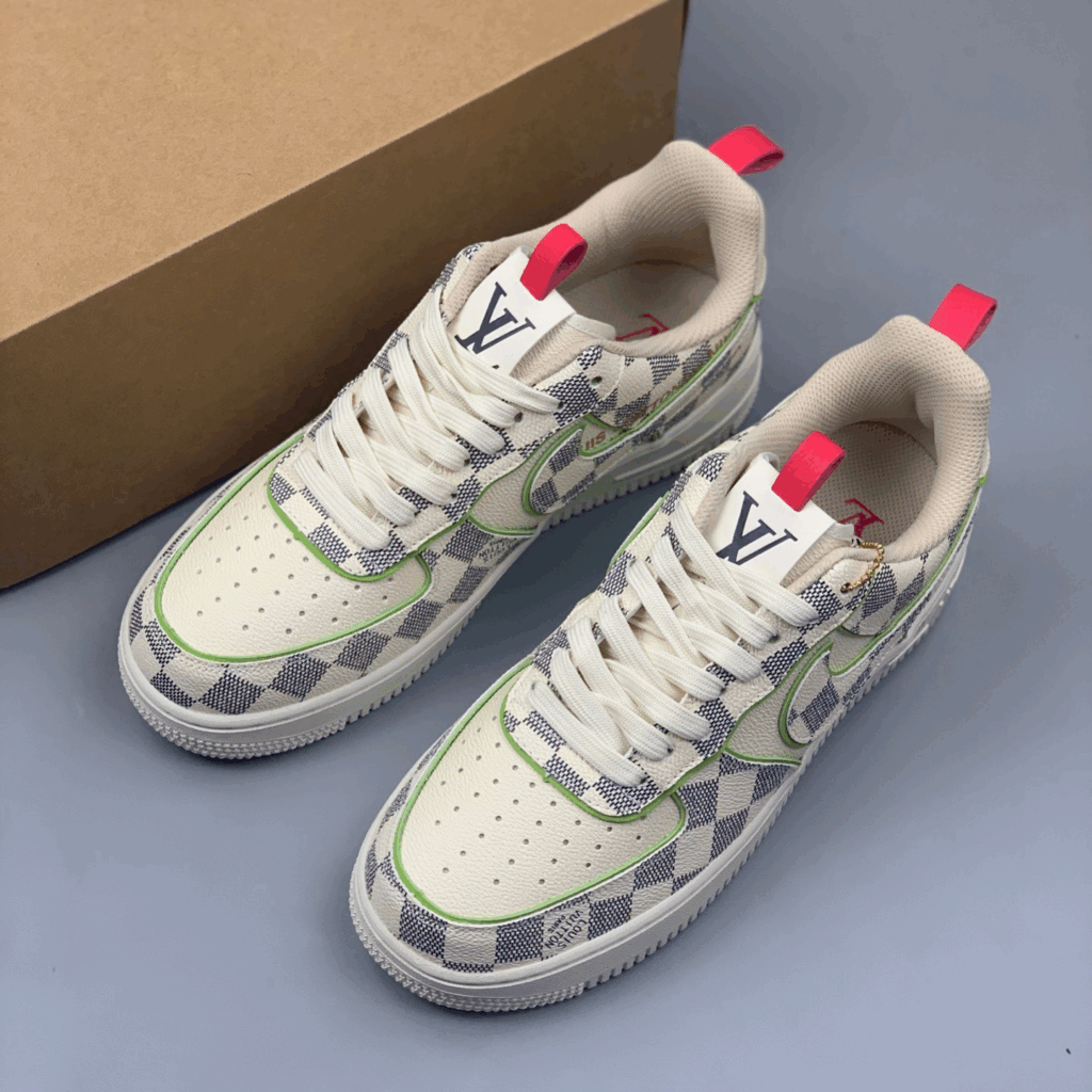Louis Vuitton x Nike Air Force 1 – Damier Green Outline