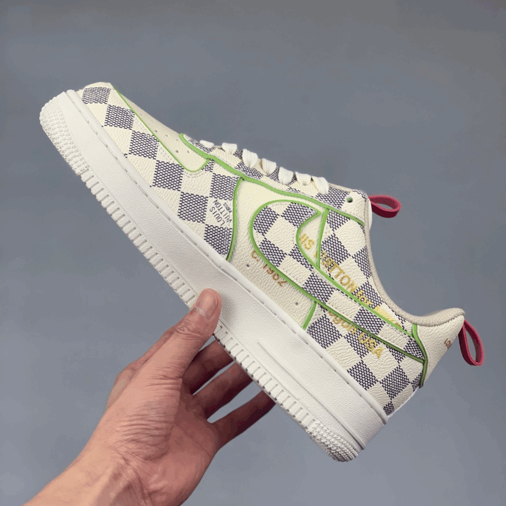 Louis Vuitton x Nike Air Force 1 – Damier Green Outline